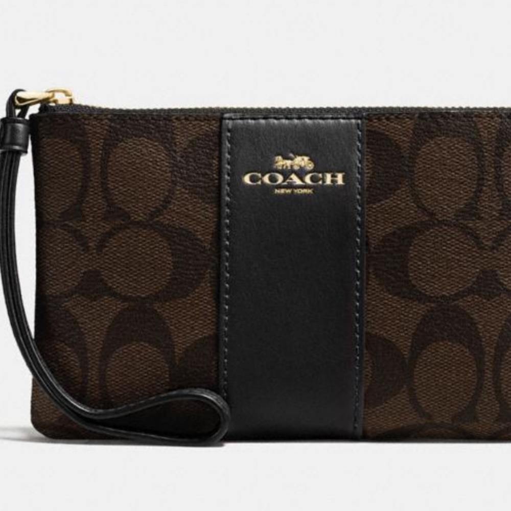 Coach Corner Zip Wristlet In Signature Canvas - Picture 2 of 16